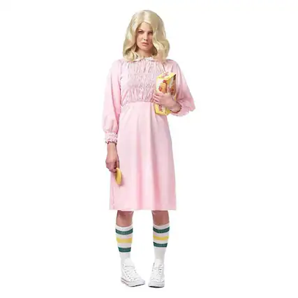 Front. Stranger Things - Strange Girl Women's Costume, Pink: Medium - Pink.