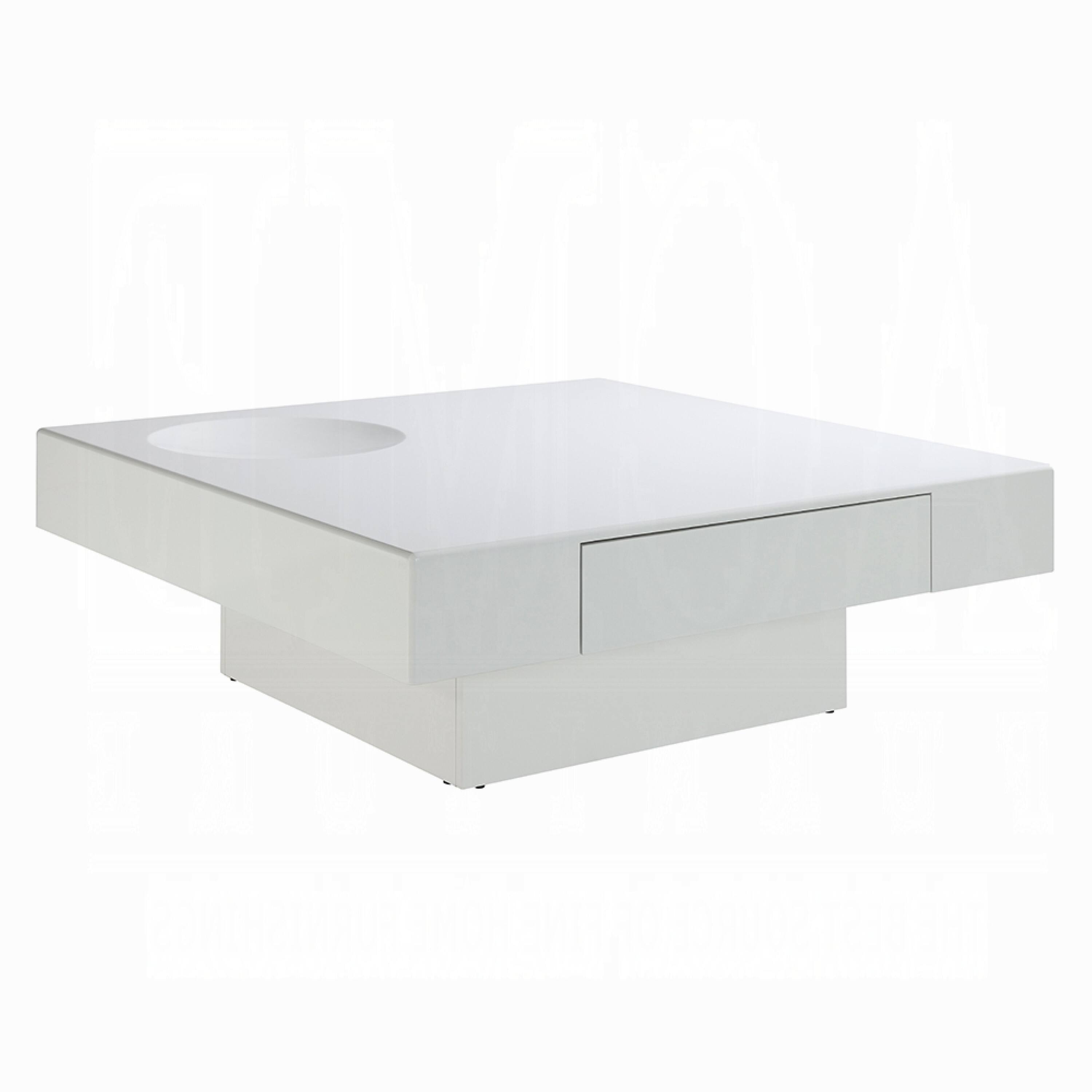 Alt View 2. Manhattan Lane - Keya Coffee Table, 43 Inch Square Plinth Top, High Gloss White Finish - Glossy White.