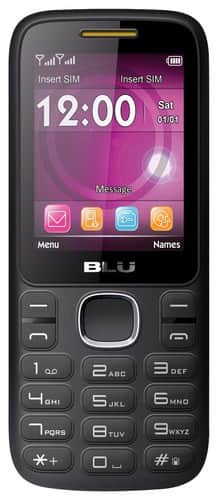 Front Standard. Blu - Zoey Cell Phone (Unlocked) - Black/Yellow.