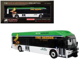 Iconic Replicas - New Flyer Xcelsior XHE40 Transit Bus AC Transit Zero Emission White Green Graphics Limited Edition 1/87 HO - White, Green Graphics