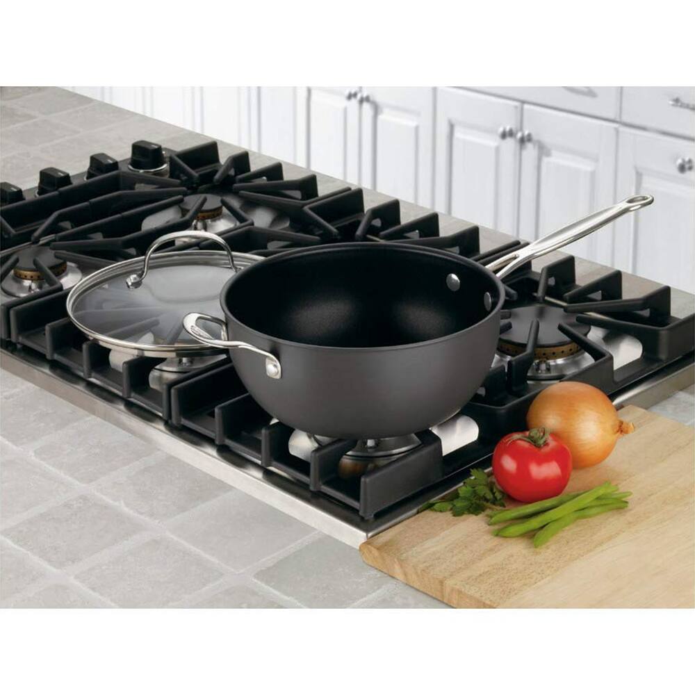 Alt View 2. Cuisinart - Chef's Classic Nonstick Hard-Anodized 4-Qt Chef's Pan with Glass Cover 6354-24HP1 - Black.