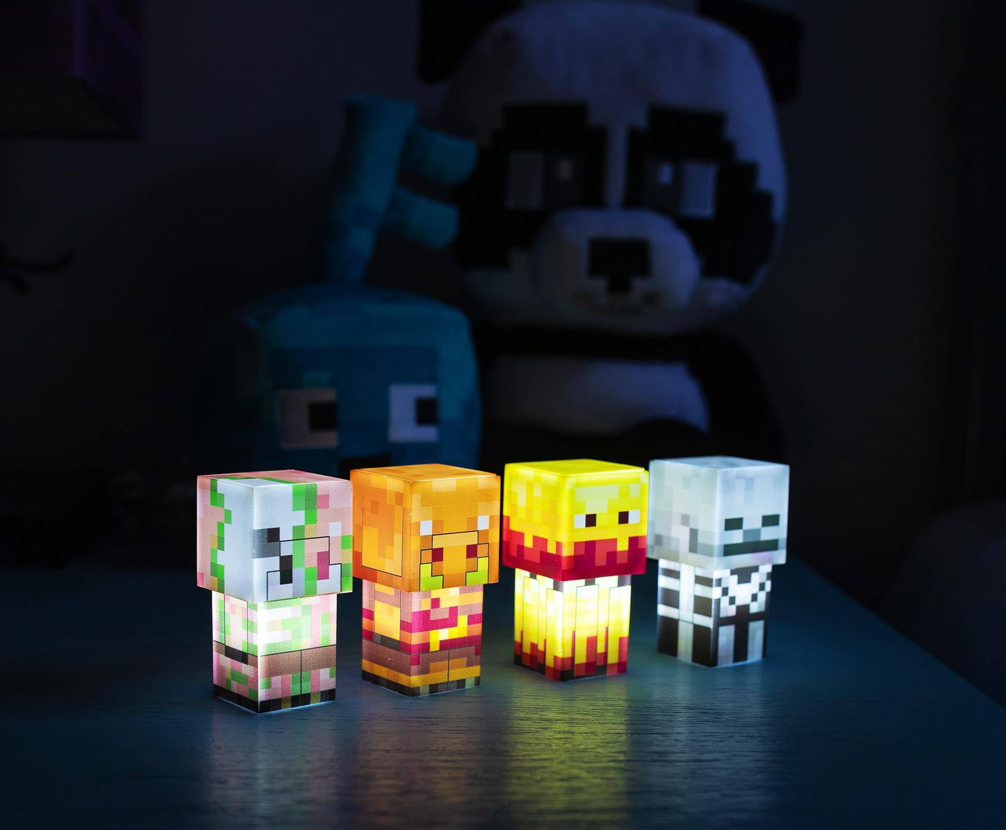 Alt View 4. Ukonic - Minecraft Mini Mob Figure Mood Lights | Skeleton, Blaze, Piglin, Zombified Piglin - Blue.