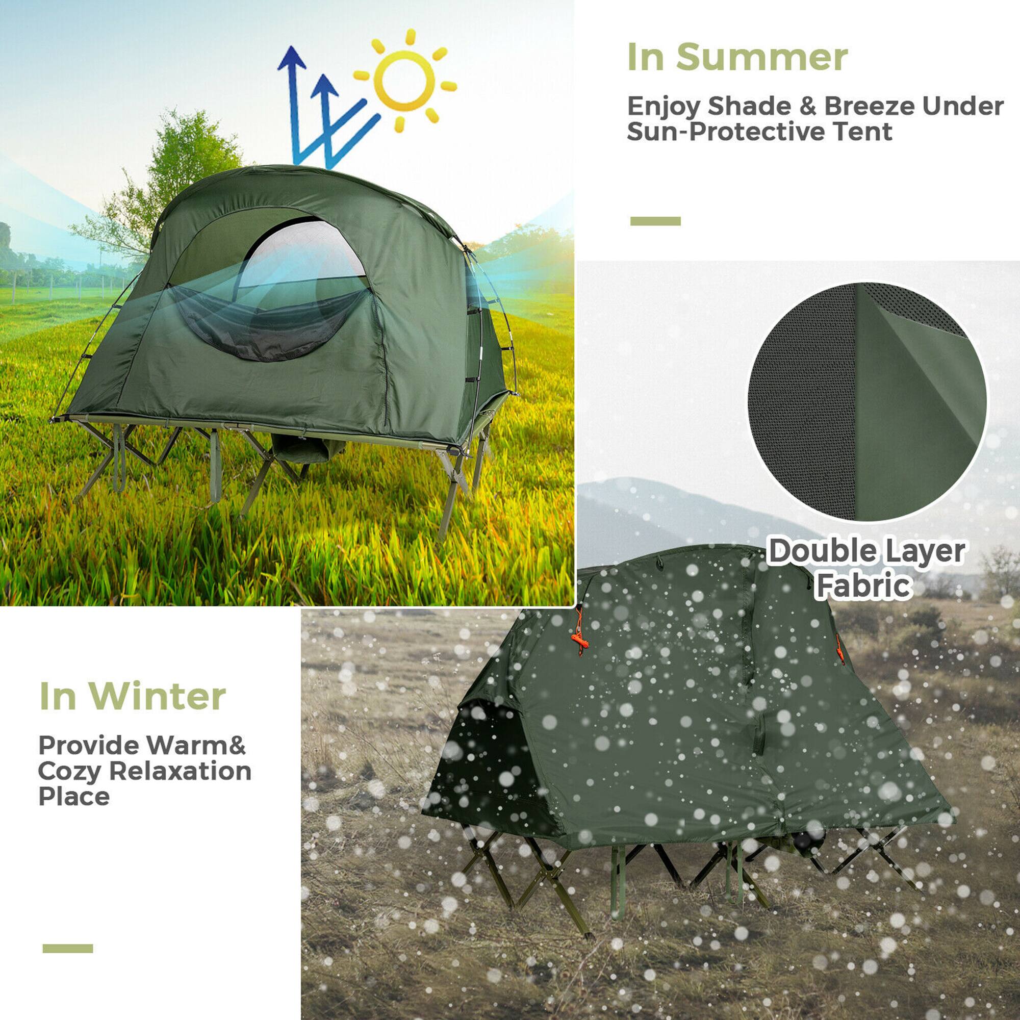 In Summer  
Enjoy Shade & Breeze Under Sun-Protective Tent  

Double Layer Fabric  

In Winter  
Provide Warm & Cozy Relaxation Place