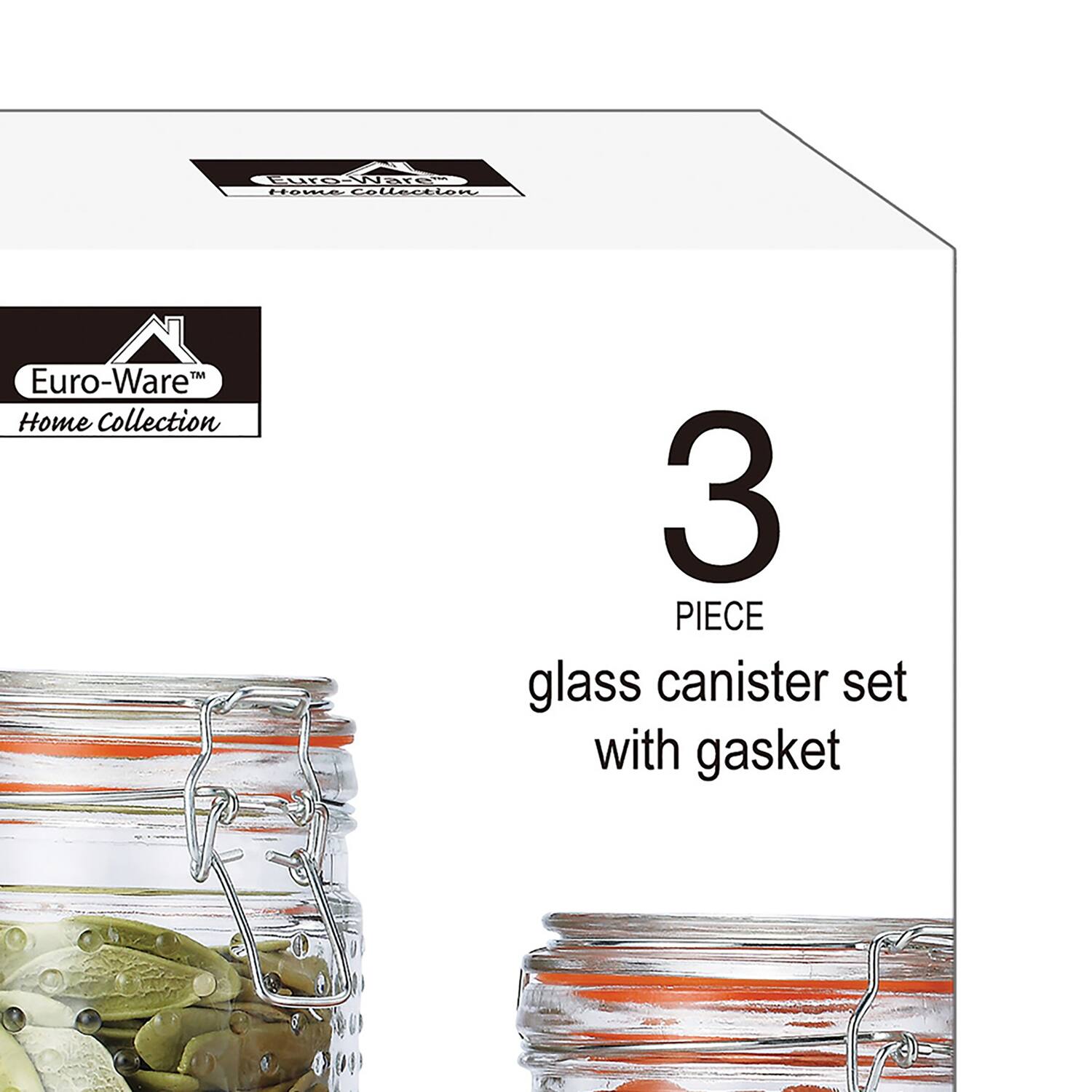Euro-Ware Home Collection 3 PIECE glass canister set with gasket