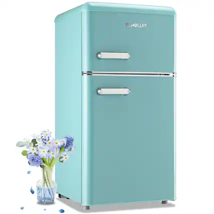 Front. DEMULLER - DEMULLER Small 3.5 Cu.Ft Retro Refrigerator with 2 Handles, 7 Adjustable Temperature Control for Home Kitchen - BLUE.