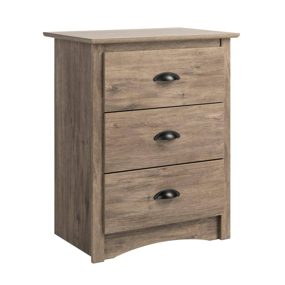 Front. Prepac - Salt Spring 3-Drawer Tall Nightstand, Drifted Gray - Gray.