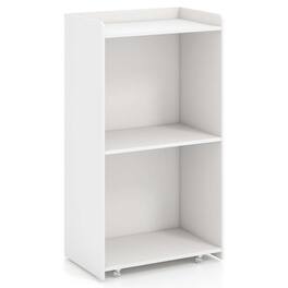 Costway - 41" Presentation Podium with 2 Storage Shelves Laptop Computer Cart 4 Casters - White
