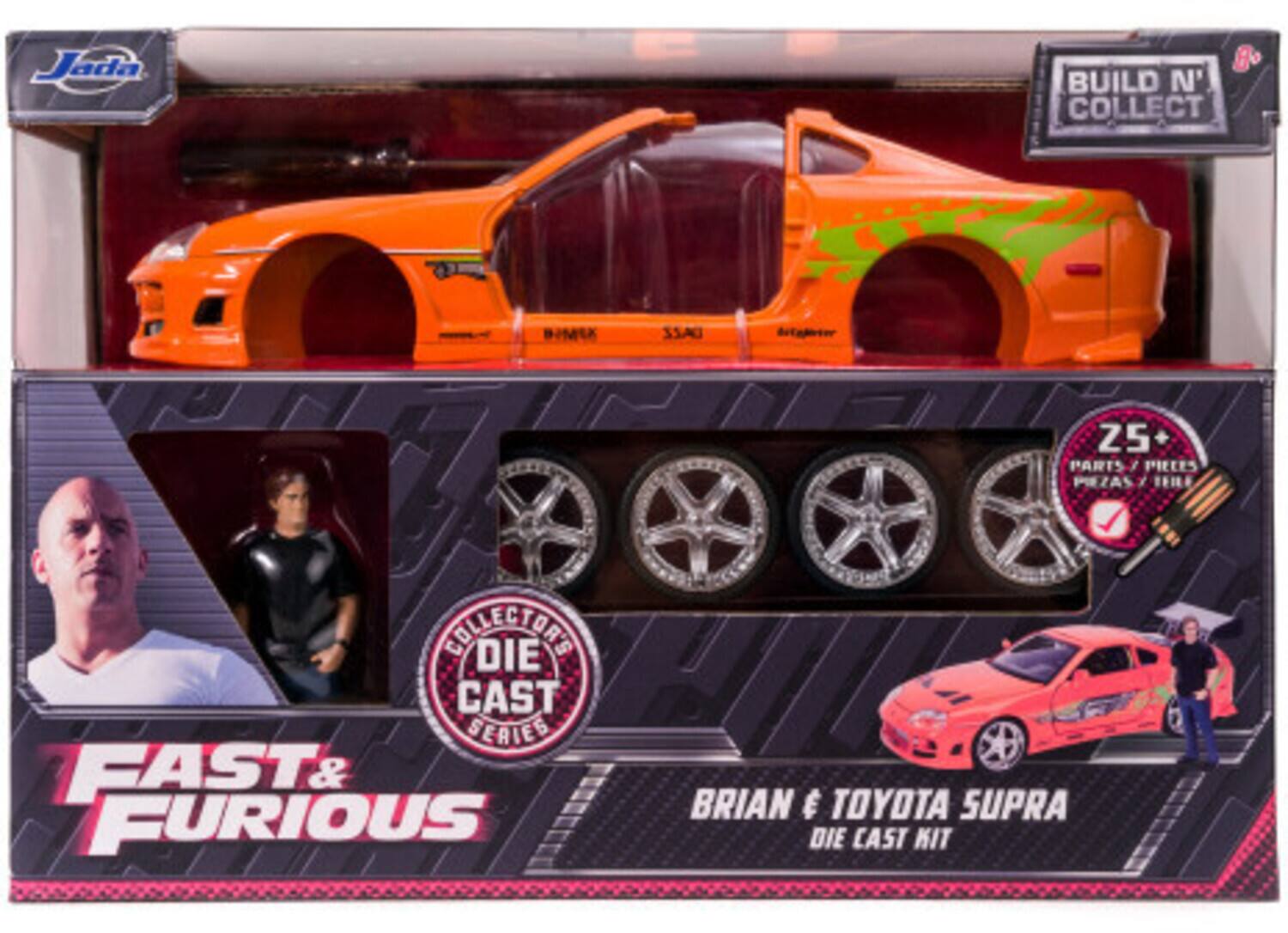 Jada B. BUILD N' COLLECT BIMIX 31A0 detaller 25 PARTS / PIELES PIEZAS 7 TEJES ULLECTORE DIE CAST SERIEG FAST & FURIOUS BRIAN & TOYOTA SUPRA DIE CAST KIT