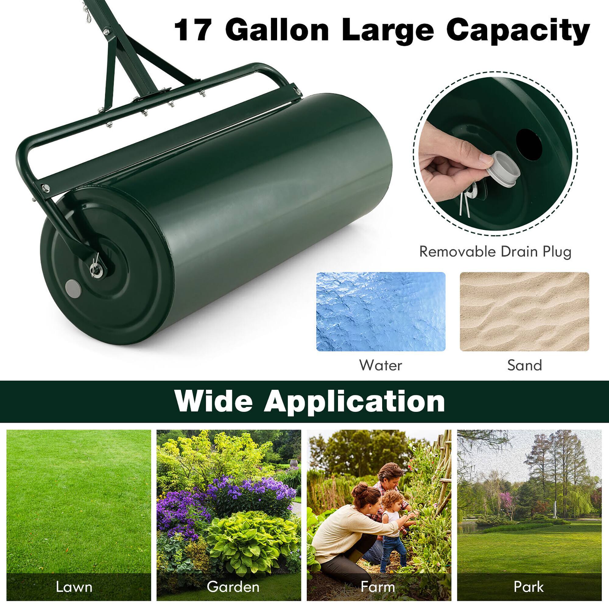 17 Gallon Large Capacity Removable Drain Plug Water Sand Wide Application Lawn Garden Farm Park