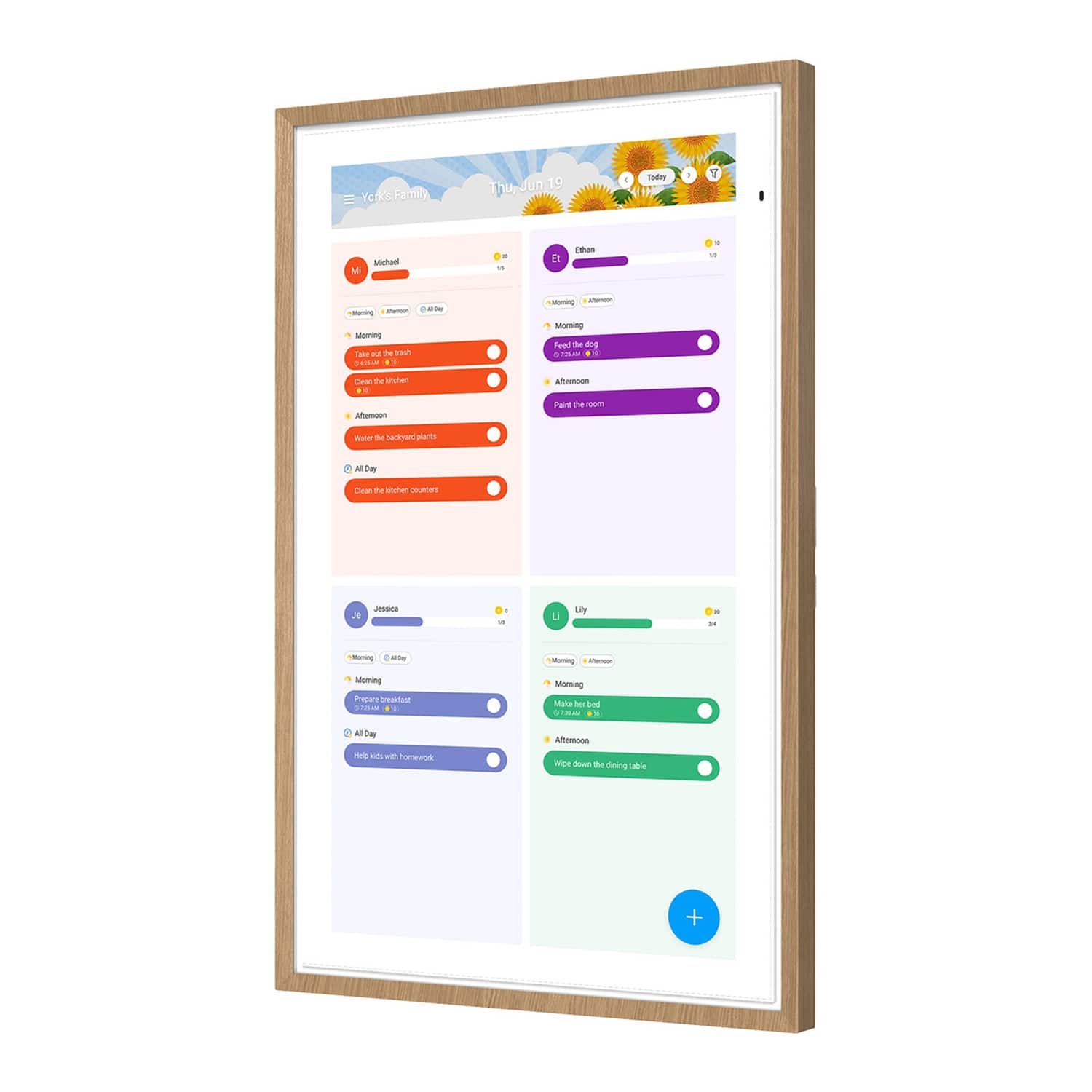 Apolosign - 15.6" Dual-Mode Digital Calendar, Wall Planner, Smart Family Organizer - Teak Yellow