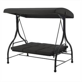 Boyel Living - 3 Person Metal Patio Swing Chair Outdoor Porch Swing for Garden Backyard Deck - Black