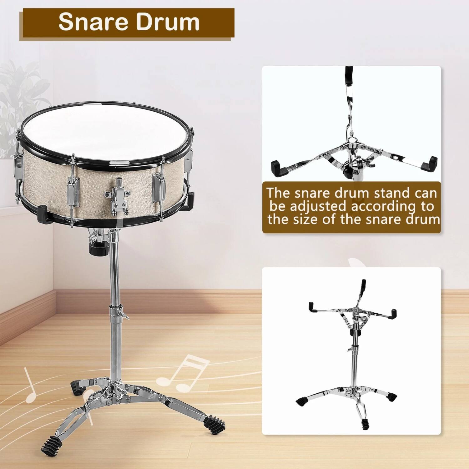 Snare Drum

The snare drum stand can be adjusted according to the size of the snare drum.