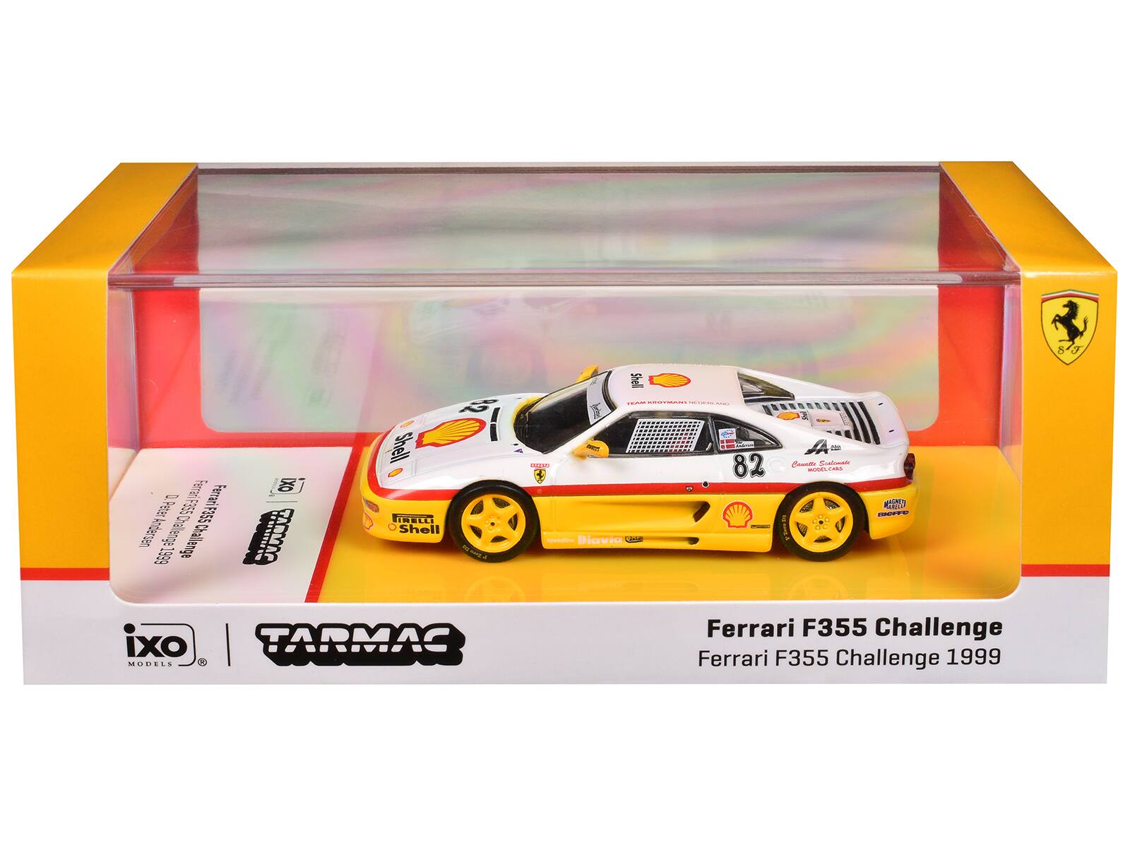 8-J  
Shell  
EXPERIE BESTERRY HEITER  
D. Ferrari F355 Ferrari F355 Challenge 1999  
TARMAC  
Shell RELLI Shell  
121  
10000  
Diavia CHEE  
82  
- CANARGE Scalconar ARIGICAL CONTAINSTICS by  
AMALETS MARZIAS BETRY  
ixo TARMAC MODELS 30  
Ferrari F355 Challenge Ferrari F355 Challenge 1999