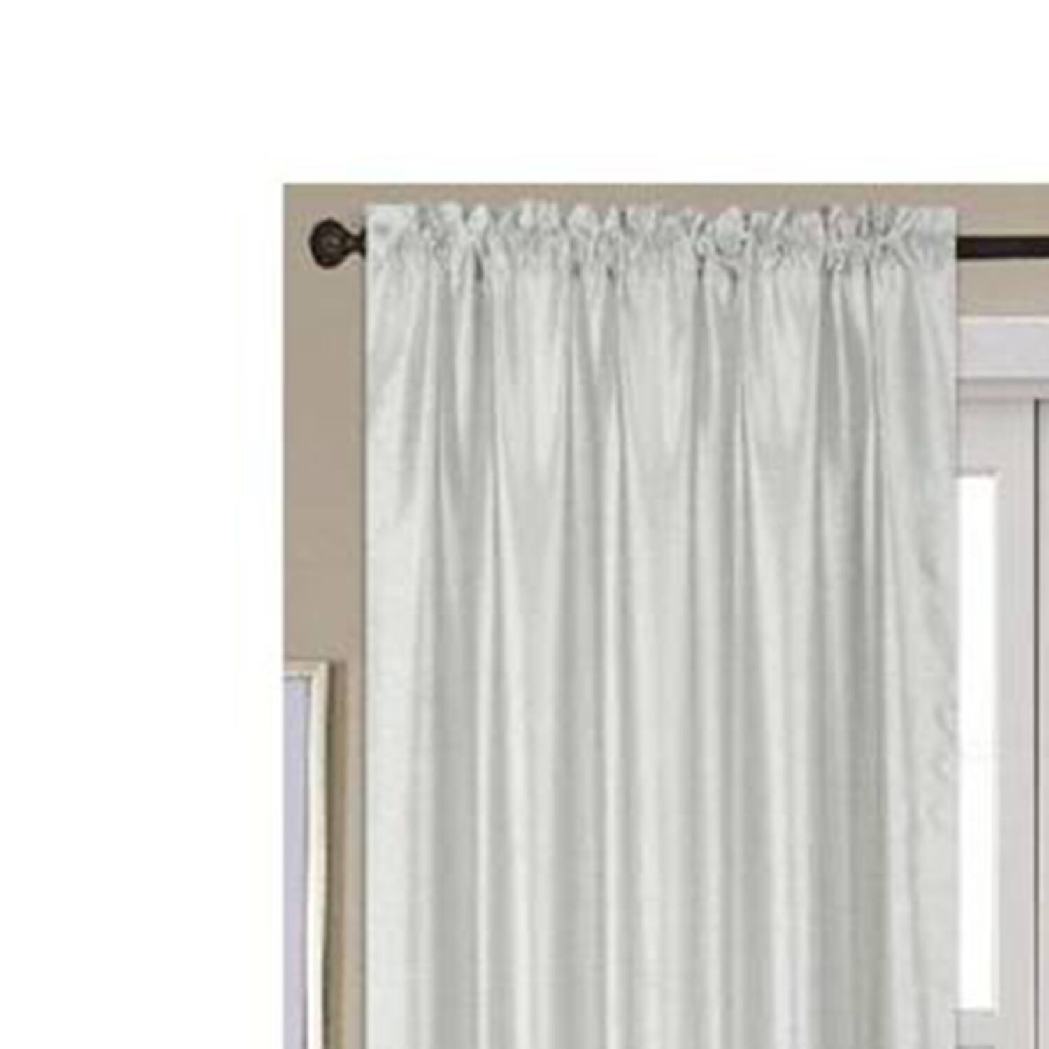 Angle. RT Designers Collection - RT Designers Collection Nikki Faux Silk Rod Pocket Curtain Panel - 54 x 95 Silver - Silver.