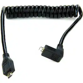 Atomos - 11.81" Coiled Right Angled Micro HDMI to Straight Micro HDMI Cable