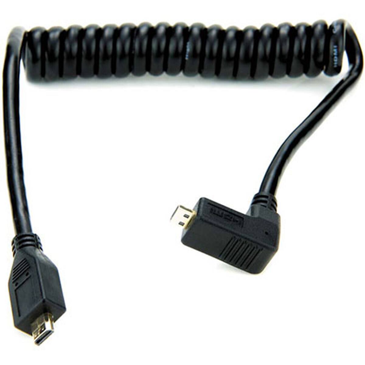 Front. Atomos - Atomos 11.81" Coiled Right Angled Micro HDMI to Straight Micro HDMI Cable.