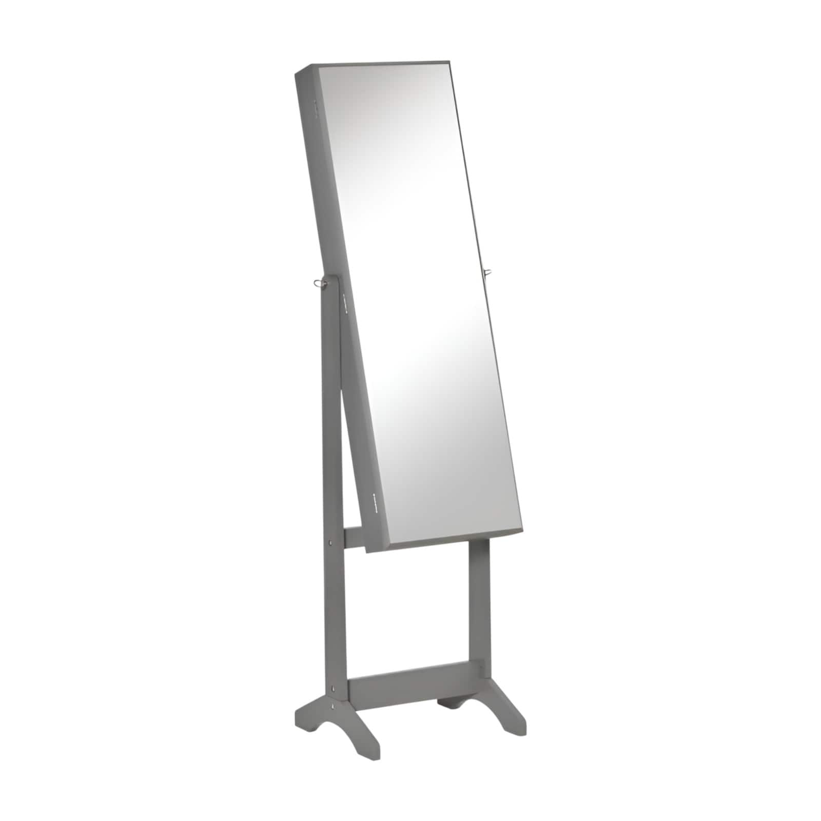 SlickBlue - Full Length Mirror Jewelry Cabinet, 2-in-1 Storage in Grey Wood Finish - Gray