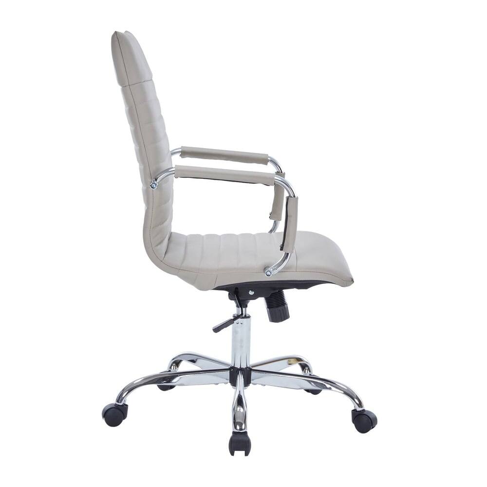 Alt View 4. LeisureMod - Harris High-Back Office Chair, Leather Upholstery with Gold Metal Frame Modern Armless Desk Chair for Conference Seating - Tan.