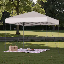 Hivvago - Portable 10x10 Ft Folding Canopy with Storage Bag and Anchoring Stakes - Yellow