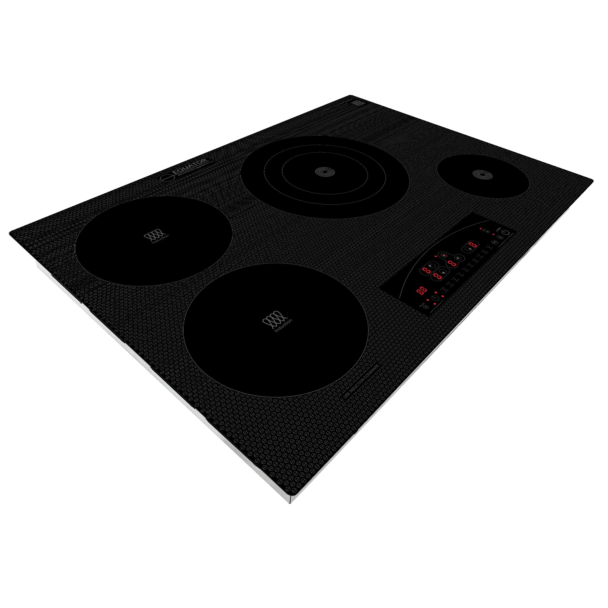 30" Electric Hybrid CERAMIC-INDUCTION 4 Burner Cooktop Equator Design 220V - Black