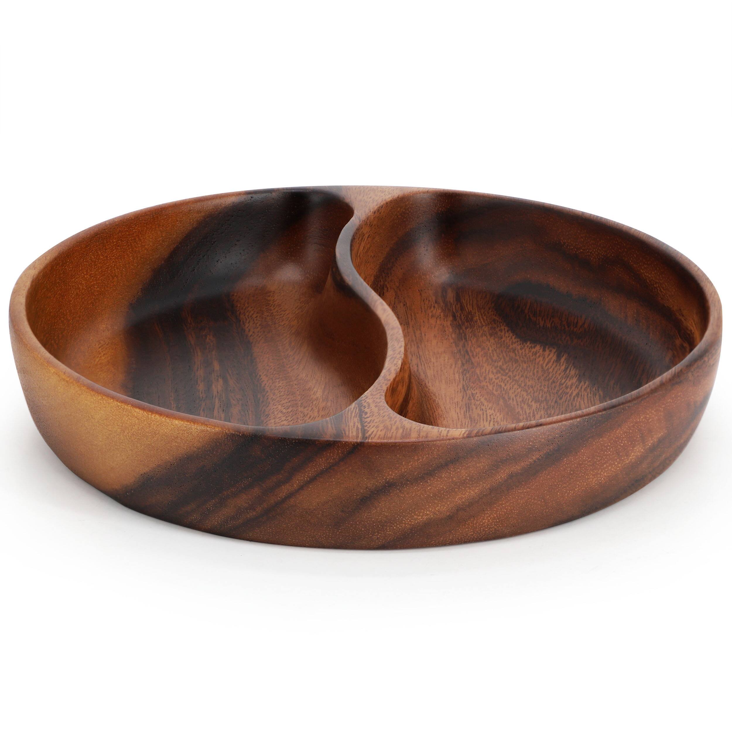 Alt View 2. MegaChef - MegaChef 10 Inch Acacia Wood Divided Serving Bowl in Dark Brown - Brown.