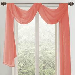 RT Designers Collection - RT Designer Collection Celine Sheer Curtain Scarf Valance 55" x 216" - Coral