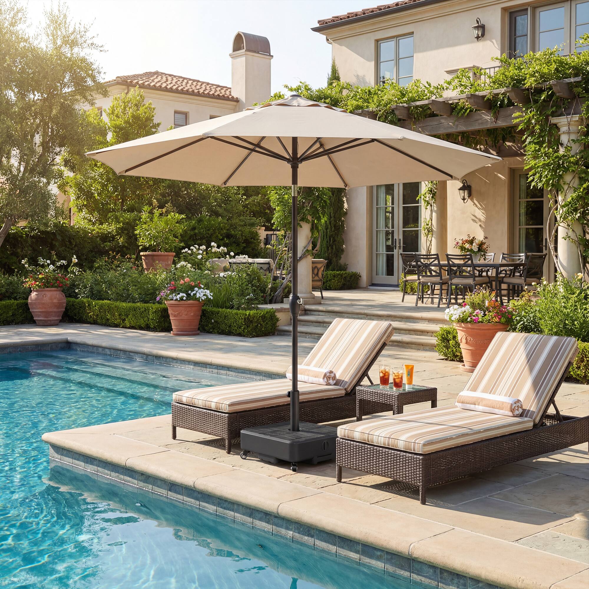 Alt View 7. Outsunny - Patio Umbrella Base with Wheels, Heavy Duty Outdoor Umbrella Stand Holder, for 1.5"/1.9" Poles, Black.