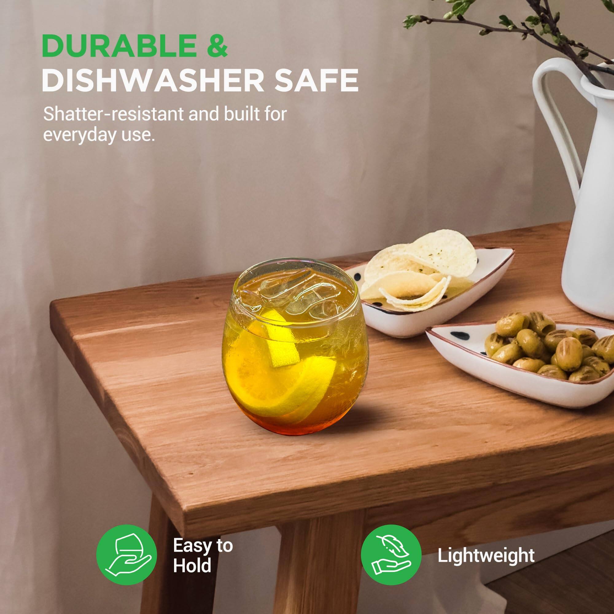 DURABLE & DISHWASHER SAFE  
Shatter-resistant and built for everyday use.  

Easy to Hold  
Lightweight