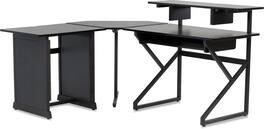 Gator Frameworks - Content Creator Furniture Series Desk Set with Main Desk, Corner Section, and 12U Studio Rack Table