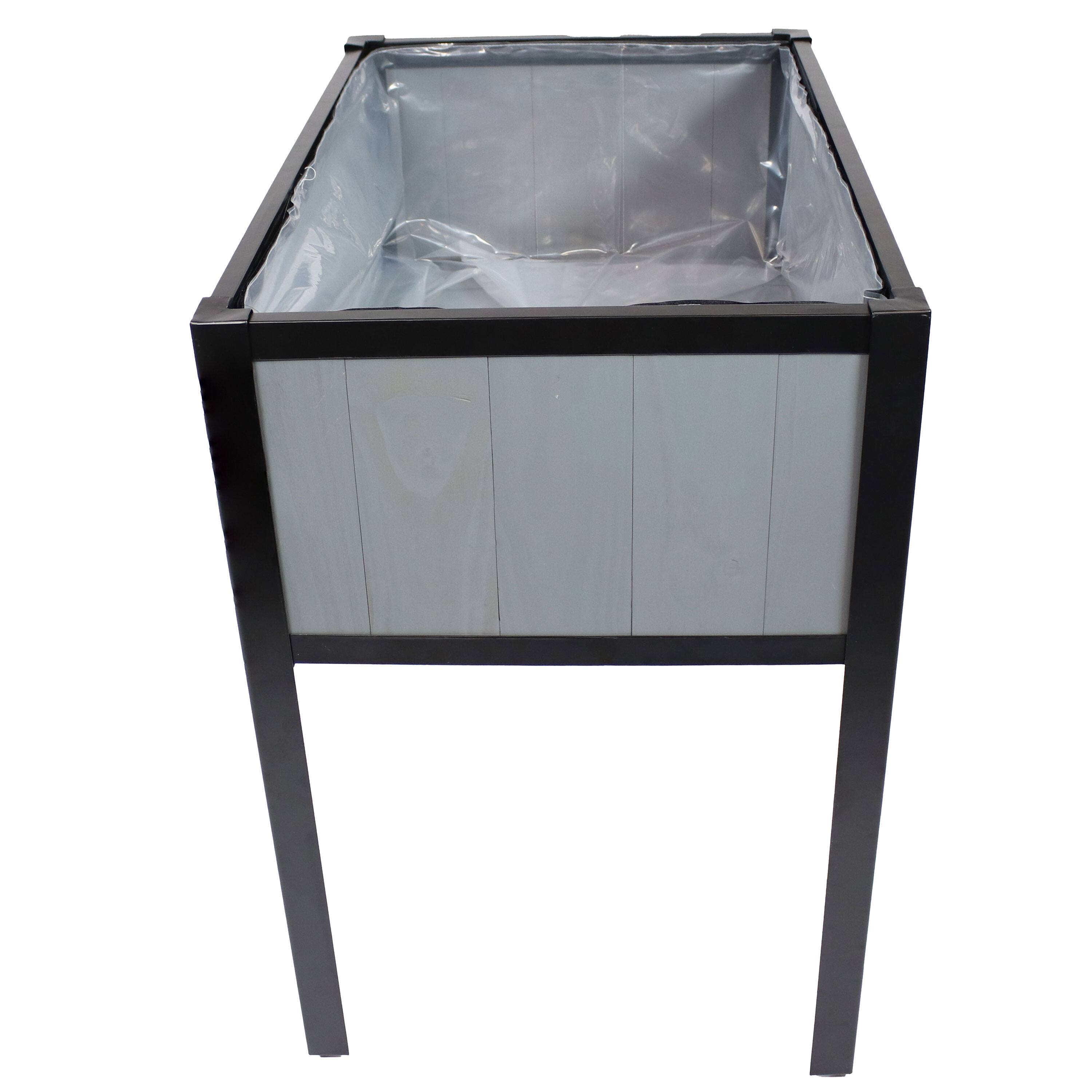 Alt View 4. Sunnydaze - Steel-Framed Acacia Raised Garden Bed - 30.75" H - Gray.