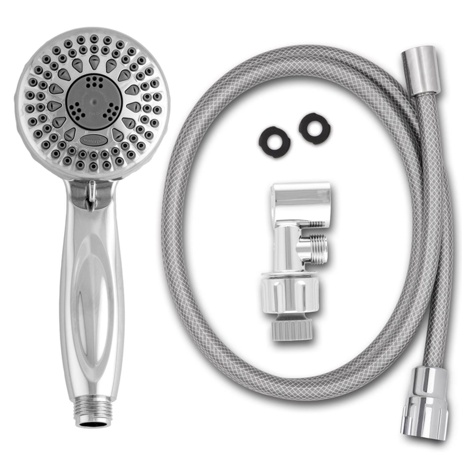 Angle. Waterpik - Waterpik PowerSpray Plus Chrome 5 settings Handheld Showerhead 1.8 gpm - Chrome.