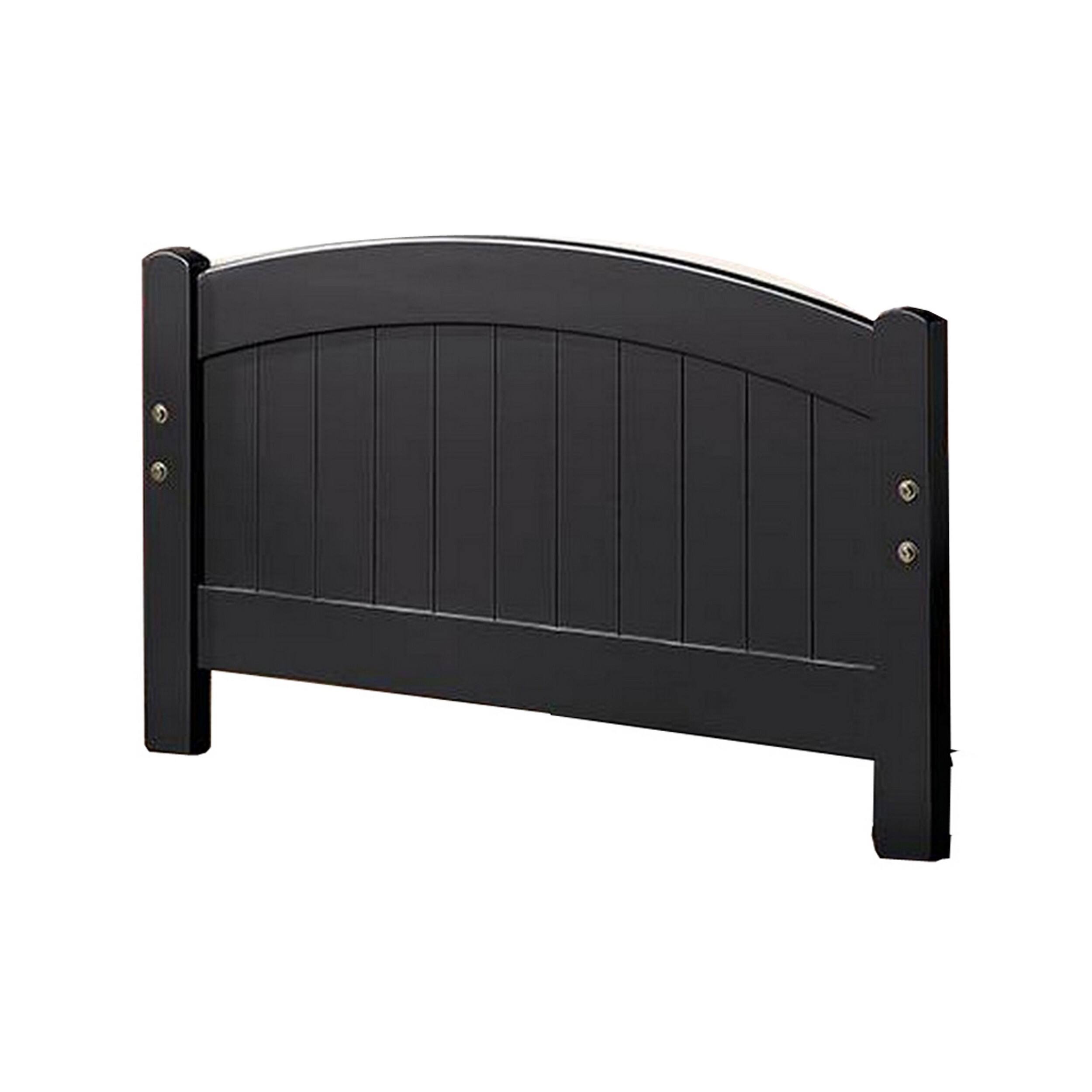 Alt View 2. Manhattan Lane - Shov Twin Size Trundle Bed, Arched Headboard, Vertical Accents, Black Wood - Black.