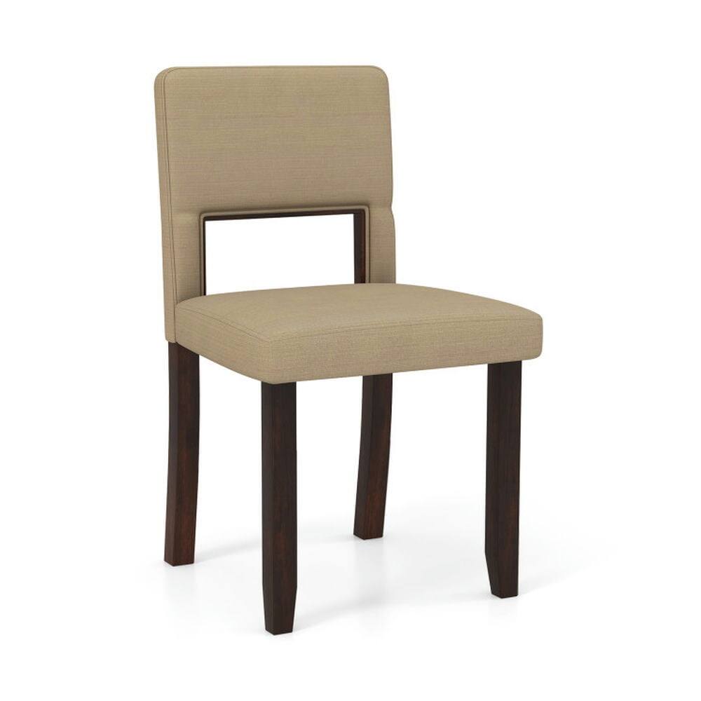 Angle. Kadyn - Dining Chairs, Kitchen Chairs Trattoria Chairs,Set of 2 Wooden Dining Chair with Acacia Wood Frame Padded Seat - Beige.