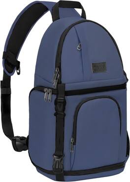 mosiso - Camera Sling Bag Shockproof Photography Camera Backpack with Tripod Holder & Removable Modular Inserts - Steel Blue