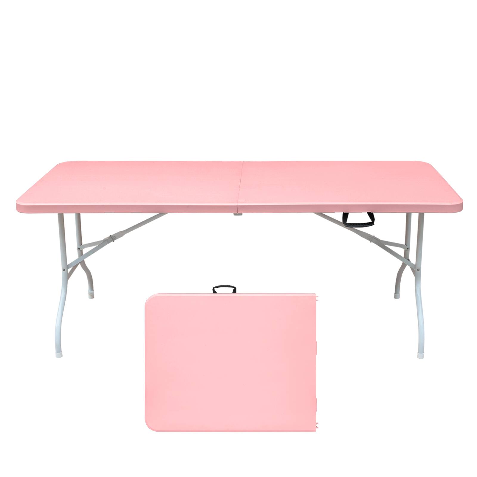 ELEMENT ACE - 6ft Folding Table, Portable Plastic Table for Camping, Picnics, Parties, High Load Bearing Foldable Table - Pink