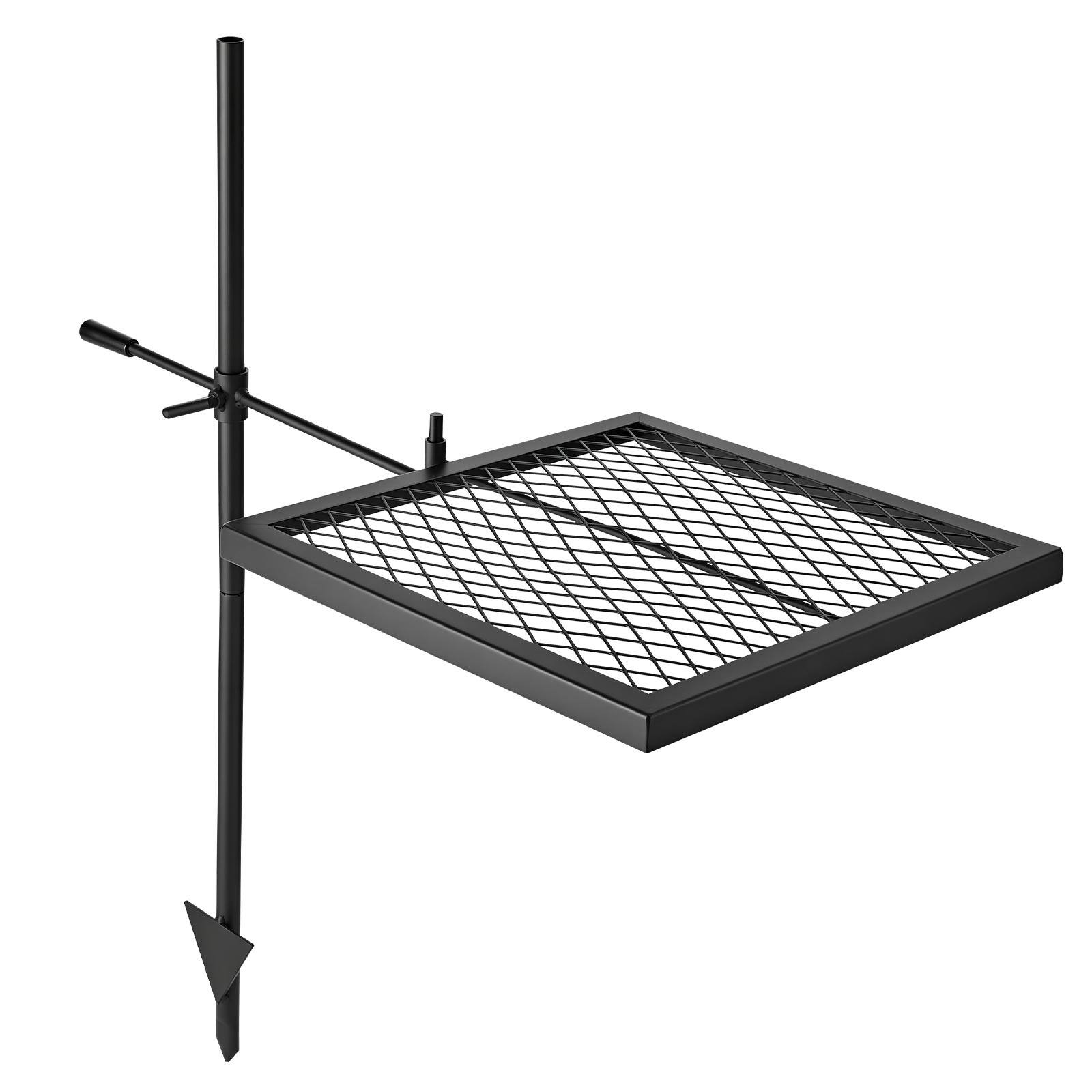 Alt View 5. VEVOR - Heavy Duty Swivel Campfire Grill, 16" Portable Camping Grill Grate, Sturdy Steel BBQ Mesh, 360° Height Adjustable Over - Black.