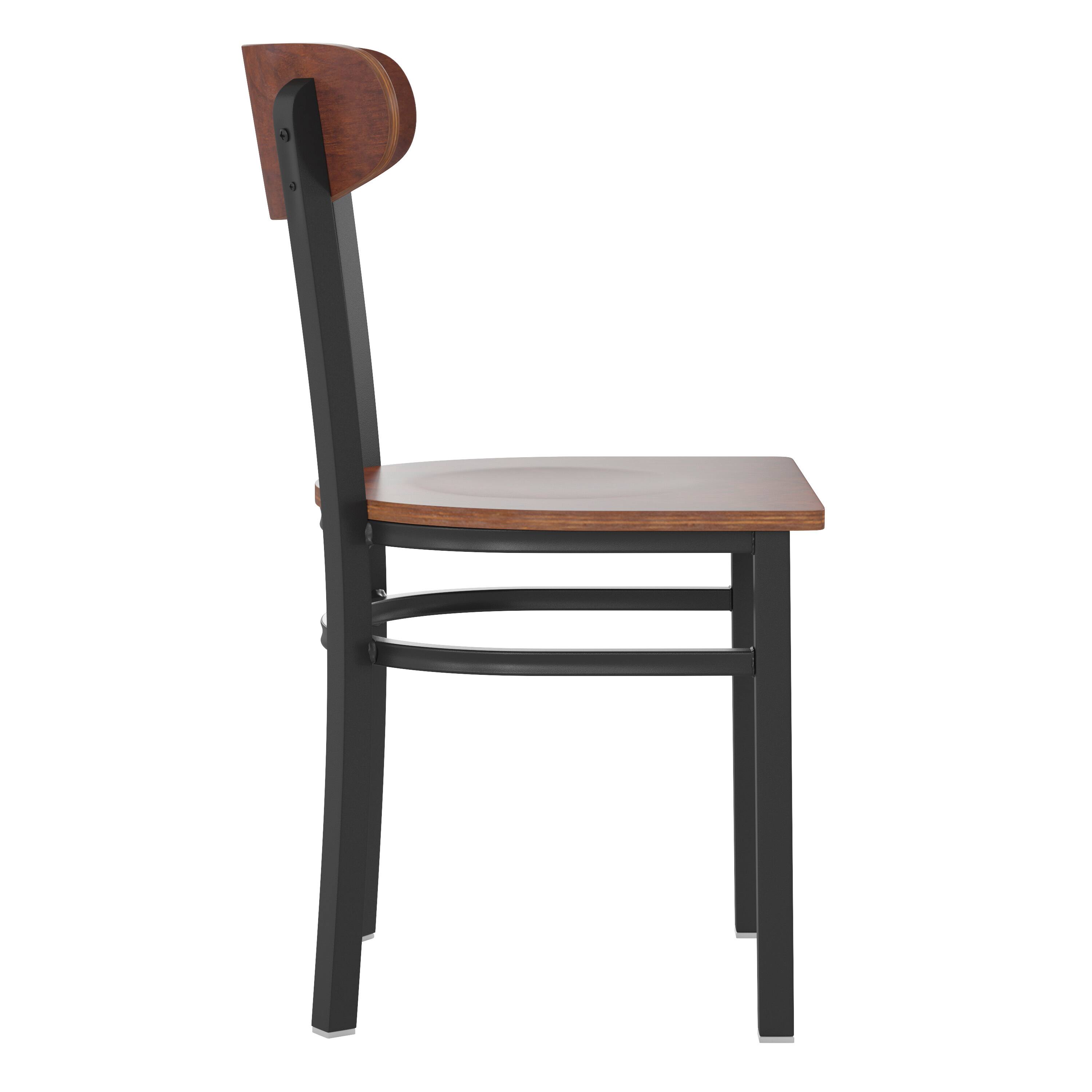 Alt View 9. Emma + Oliver - Yara Industrial Dining Chair with Rolled Steel Frame and Solid Wood Seat - 500 lbs. Static Weight Capacity - Walnut.