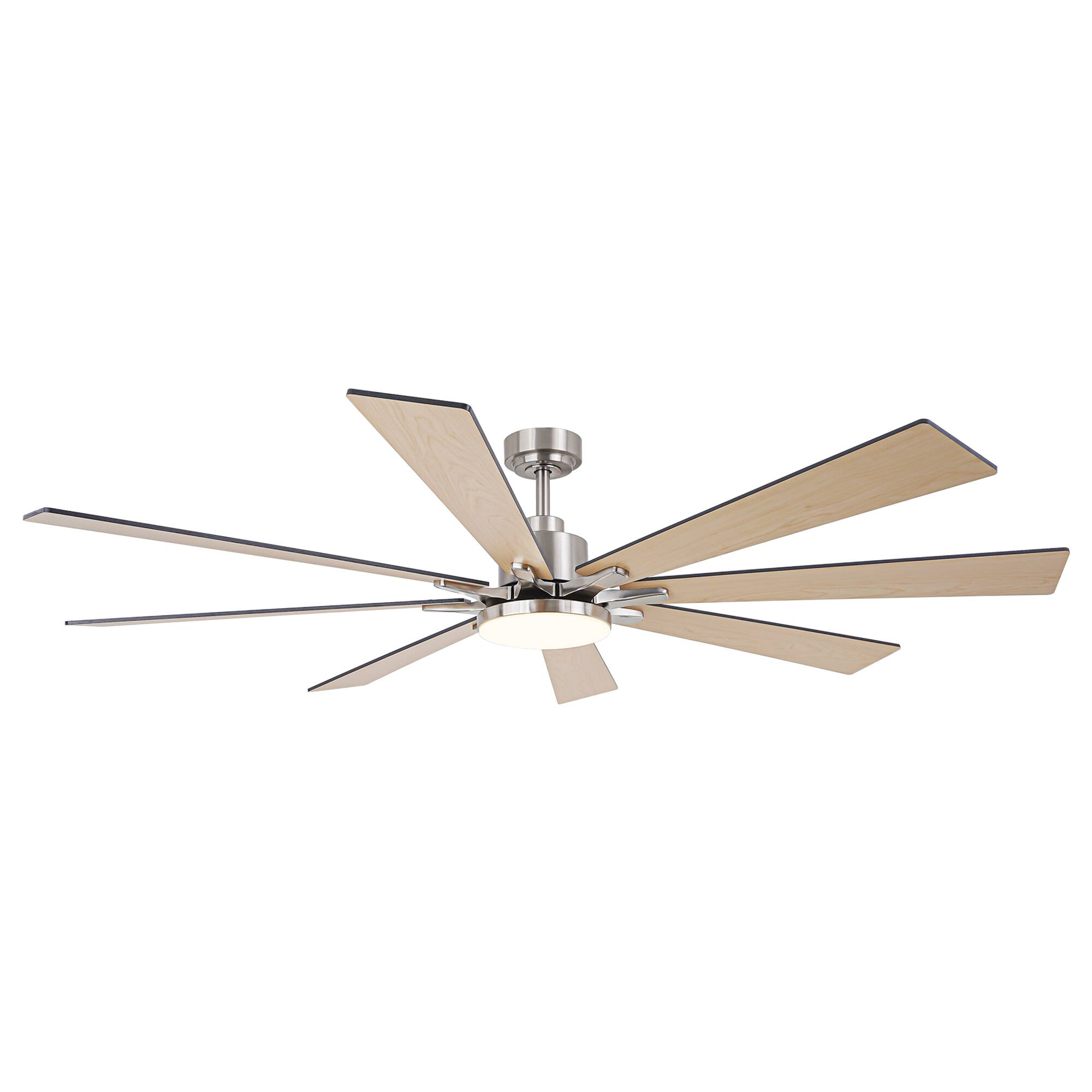 Alt View 7. Vaczon - 72" Brushed Nickel Large Smart Ceiling Fan with Light and APP Control, Reversible Blades - Nickel.