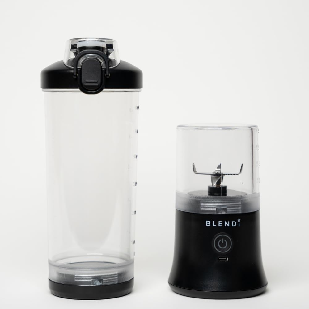 Left. BLENDi - BLENDi X - Large 24 oz BPA-Free USB Rechargeable Personal Travel Blender (Black, 24oz) - Black.