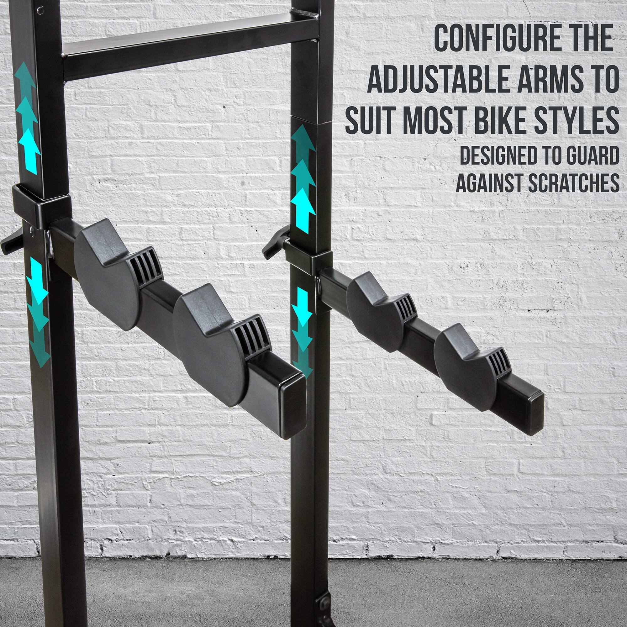 CONFIGURE THE ADJUSTABLE ARMS TO SUIT MOST BIKE STYLES
DESIGNED TO GUARD AGAINST SCRATCHES