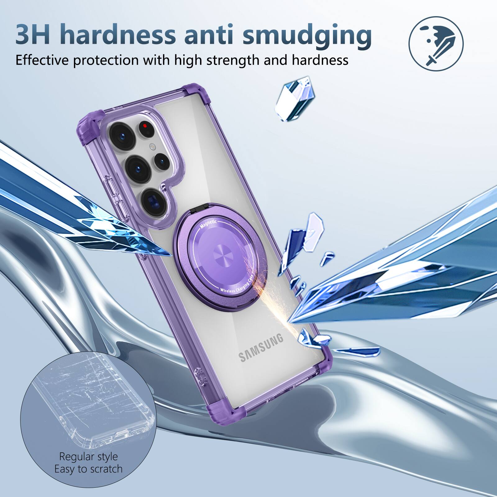 3H hardness anti smudging  
Effective protection with high strength and hardness  

Regular style  
Easy to scratch