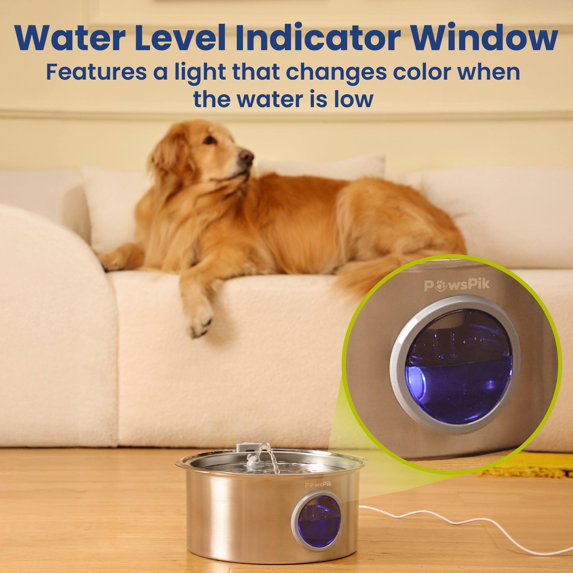 Water Level Indicator Window  
Features a light that changes color when the water is low