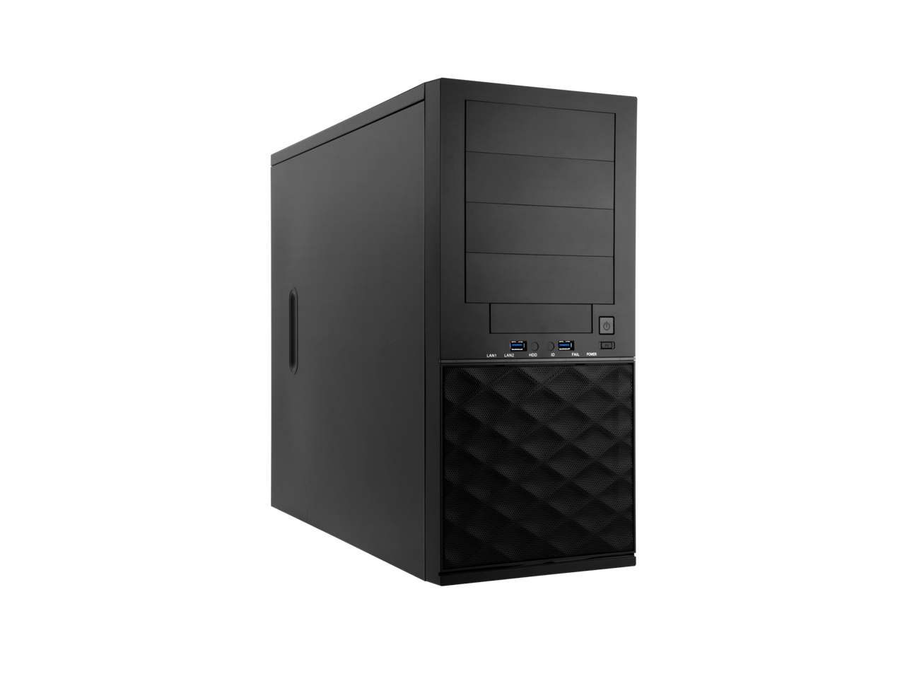 In Win - PE052T2X.U3 Pedestal Entry ATX Mid Tower Case - Black - Black