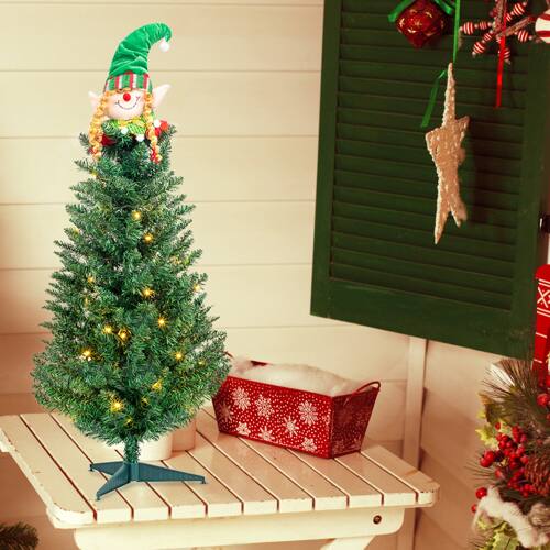 Alt View 5. Winado - 3 FT Pre-Lit Hinged Artificial Xmas Christmas Tree Santa Claus with LED Lights for Holiday Decoration - Green.