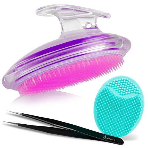 Front. DORLUKFU - 3pk Exfoliating Brush and Precision Tweezers for Ingrown Hair Treatment for Bikini Area, Razor Bumps Shaving Irritation.