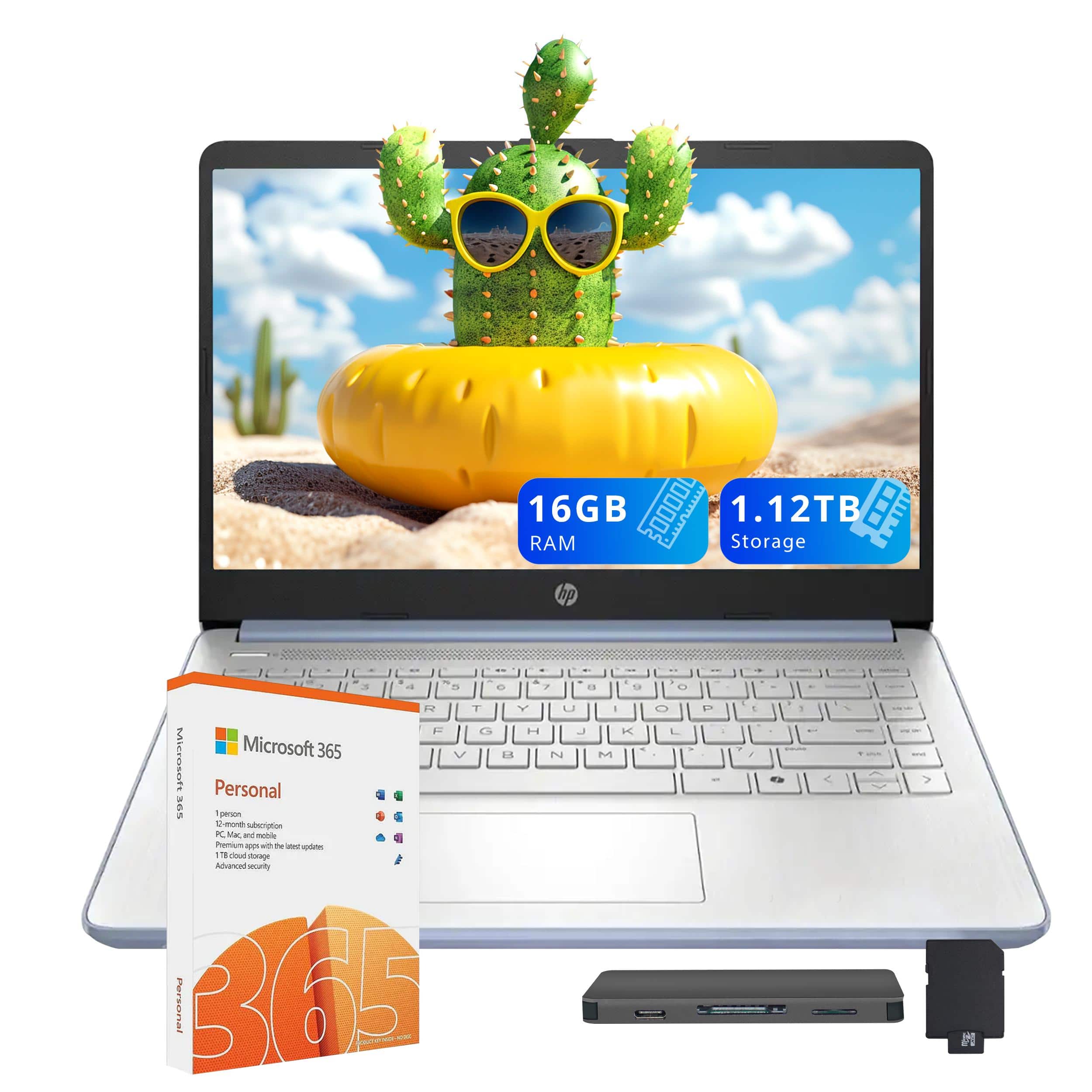 HP - Stream 14" HD Laptop,Intel N150 CPU,16GB RAM,128GB UFS+1TB Docking Set,1 Year Office 365,HD Camera,Win 11s - Blue