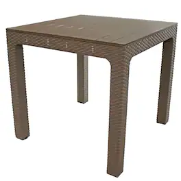 Sunnydaze - Square Polypropylene Outdoor Dining Table - 29.5 in - Champagne