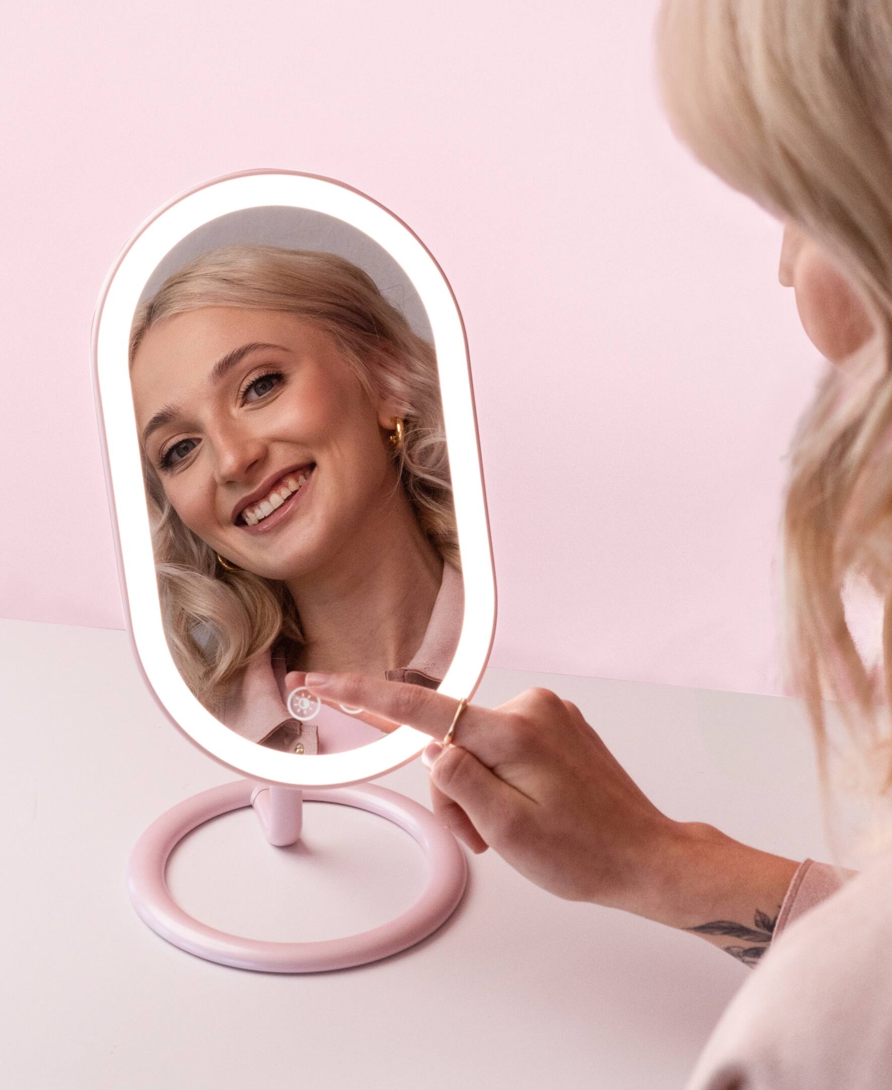 Alt View 1. fancii - Vera Lighted Vanity Mirror - Pink.