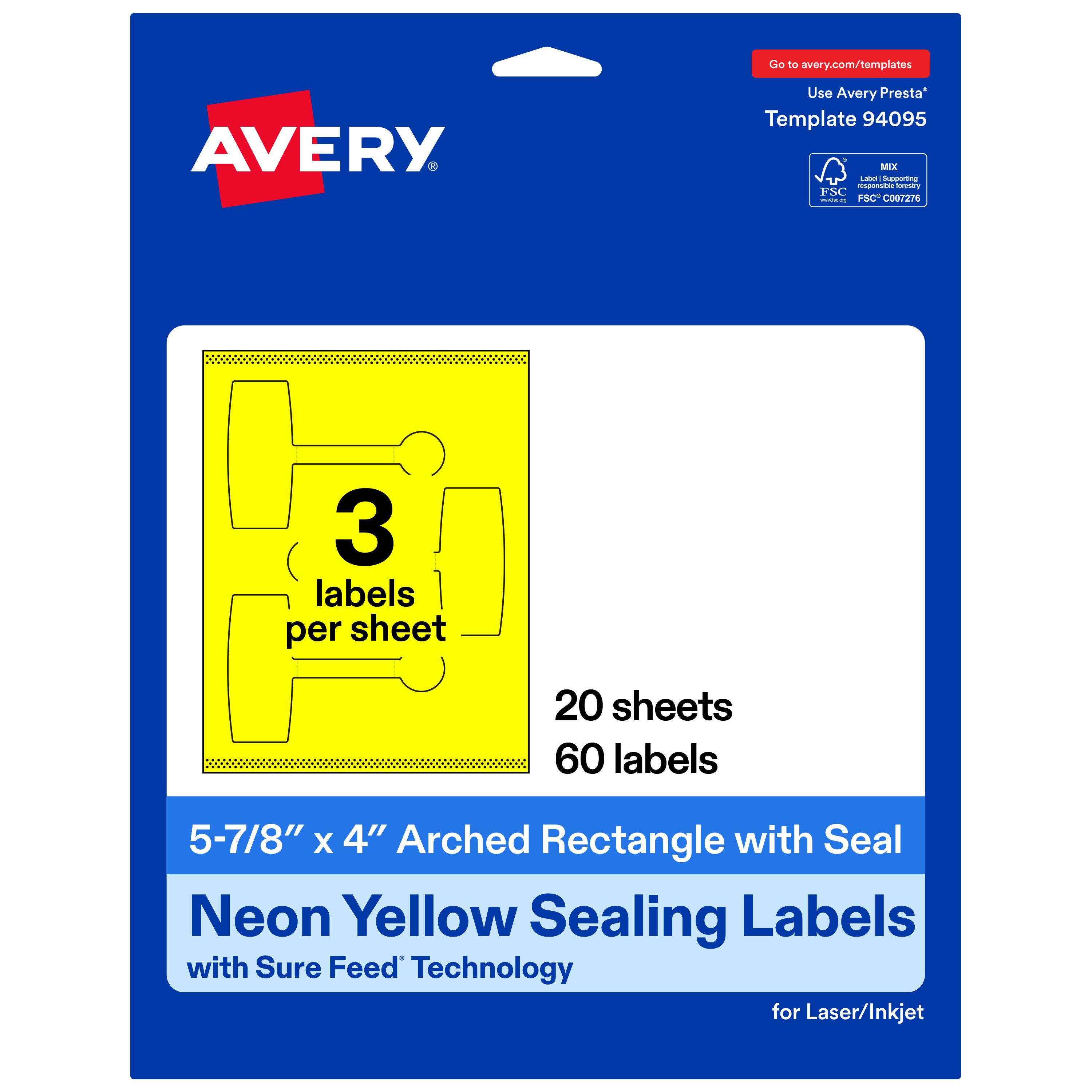 "Avery - Avery® Sealing Labels, 5-7/8"" x 4"", Neon 60 Total - Yellow" price history on PriceWatchPro