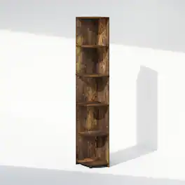 Furinno - Basic 5-Tier Corner Multipurpose Standing Shelf - Amber Pine